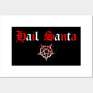 Hail Santa Candy Cane Goth Christmas Funny Black Christmas Gift Bah Humbug Pentagram Alternative Posters and Art